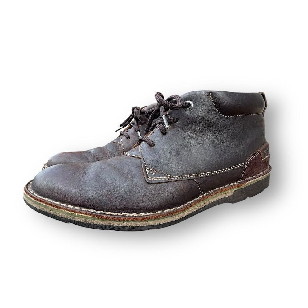 Clarks Men's Brown Leather Chukka Boots Size 10 Lace Up Comfort Business Casual - Picture 2 of 13